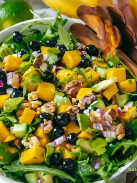 Mango cucumber salad with avocado and blueberries