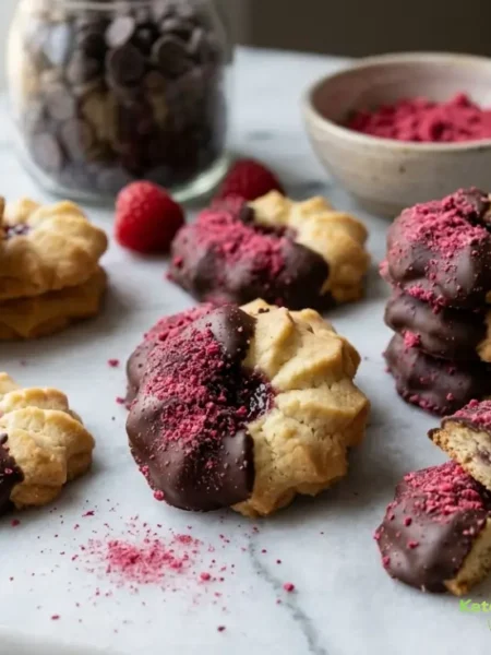 Chocolate-Coated Raspberry Spritz Cookies