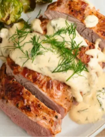 Pork tenderloin with creamy dill sauce