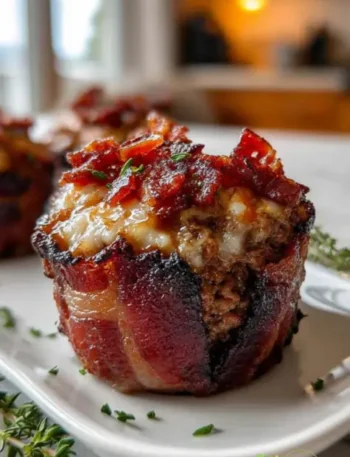 Smoky Bourbon BBQ Bacon Wrapped Meatloaf Cupcakes