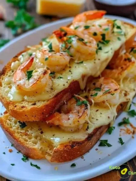 Cheesy Garlic Bread Shrimp Grilled Cheese