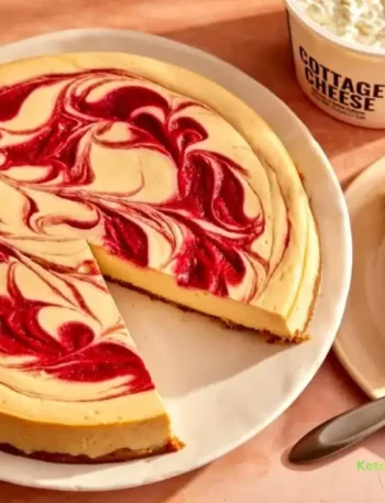 Healthy Raspberry Swirl Cottage Cheesecake