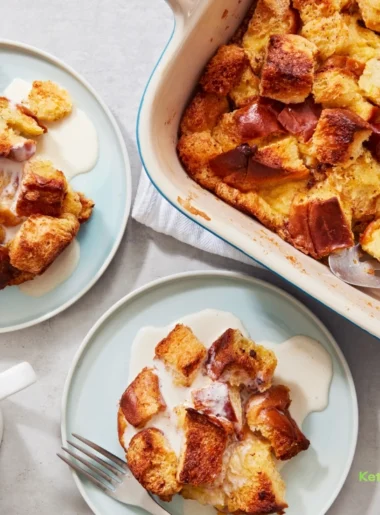 Simple Bread Pudding With Melted Ice Cream Sauce