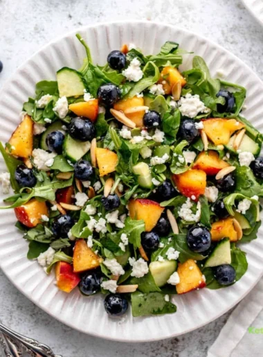 Summer Blueberry Peach Salad with Feta Cheese