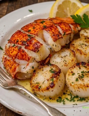 Garlic Butter Scallops and Lobster Tails